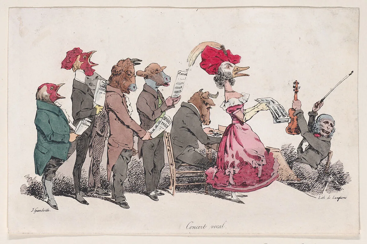 "Vocal Concert" from Metamorphoses of the Day — J. J. Grandville|Langlumé