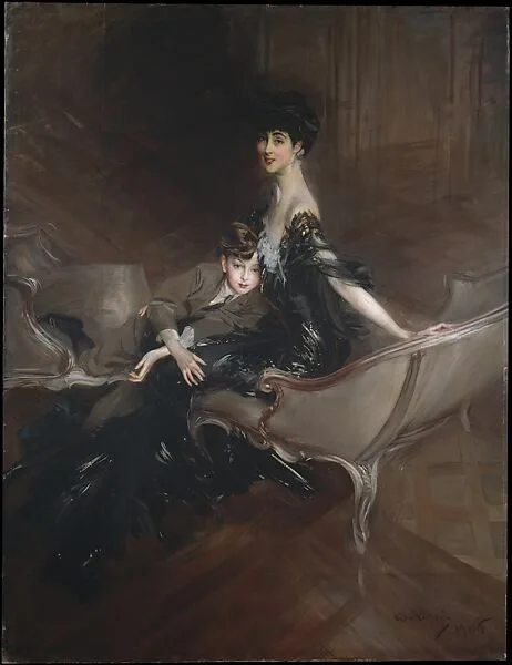 Consuelo Vanderbilt (1876–1964), Duchess of Marlborough, and Her Son, Lord Ivor Spencer-Churchill (1898–1956) — Giovanni Boldini