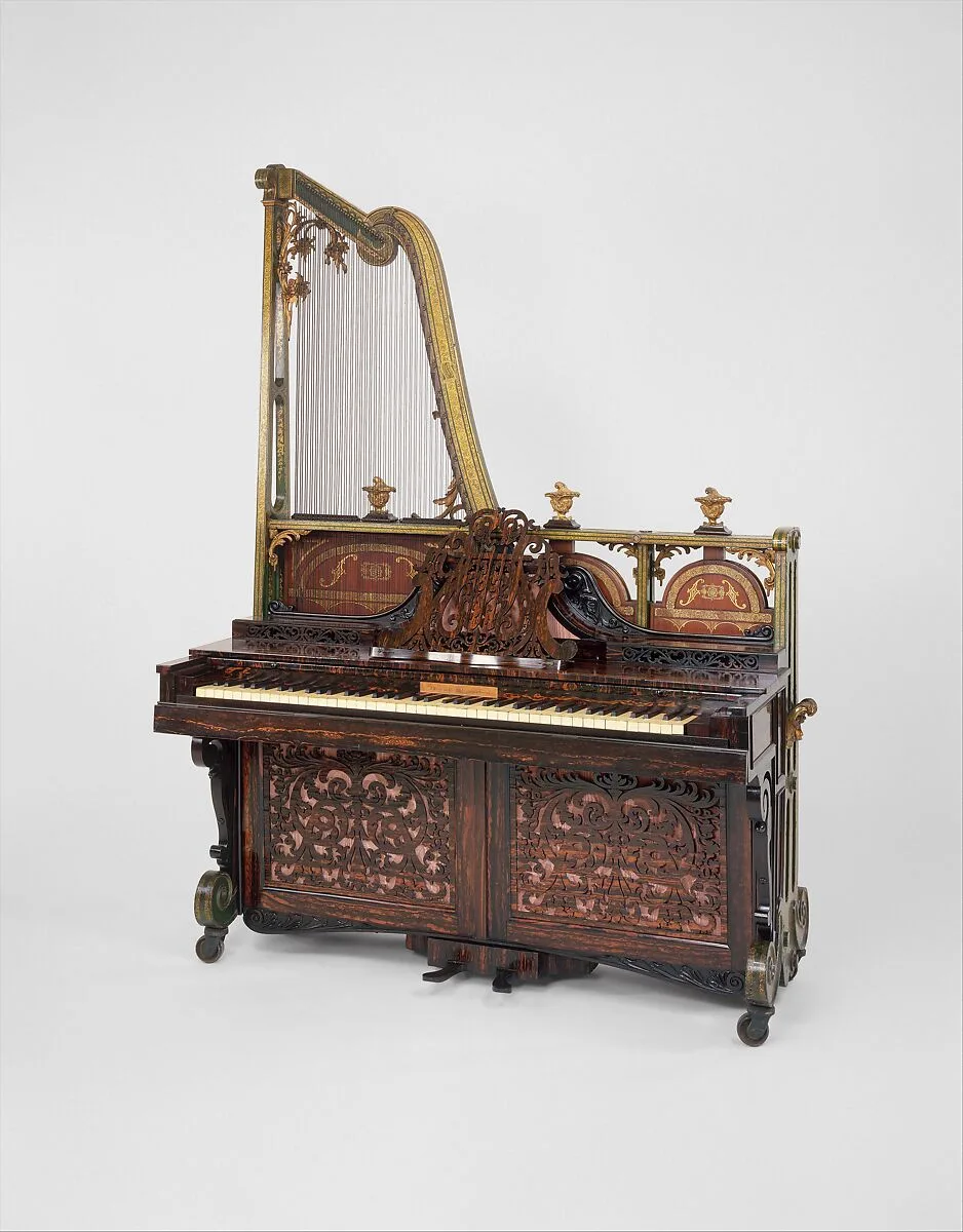 Upright Harp Piano — F. Beale & Co.