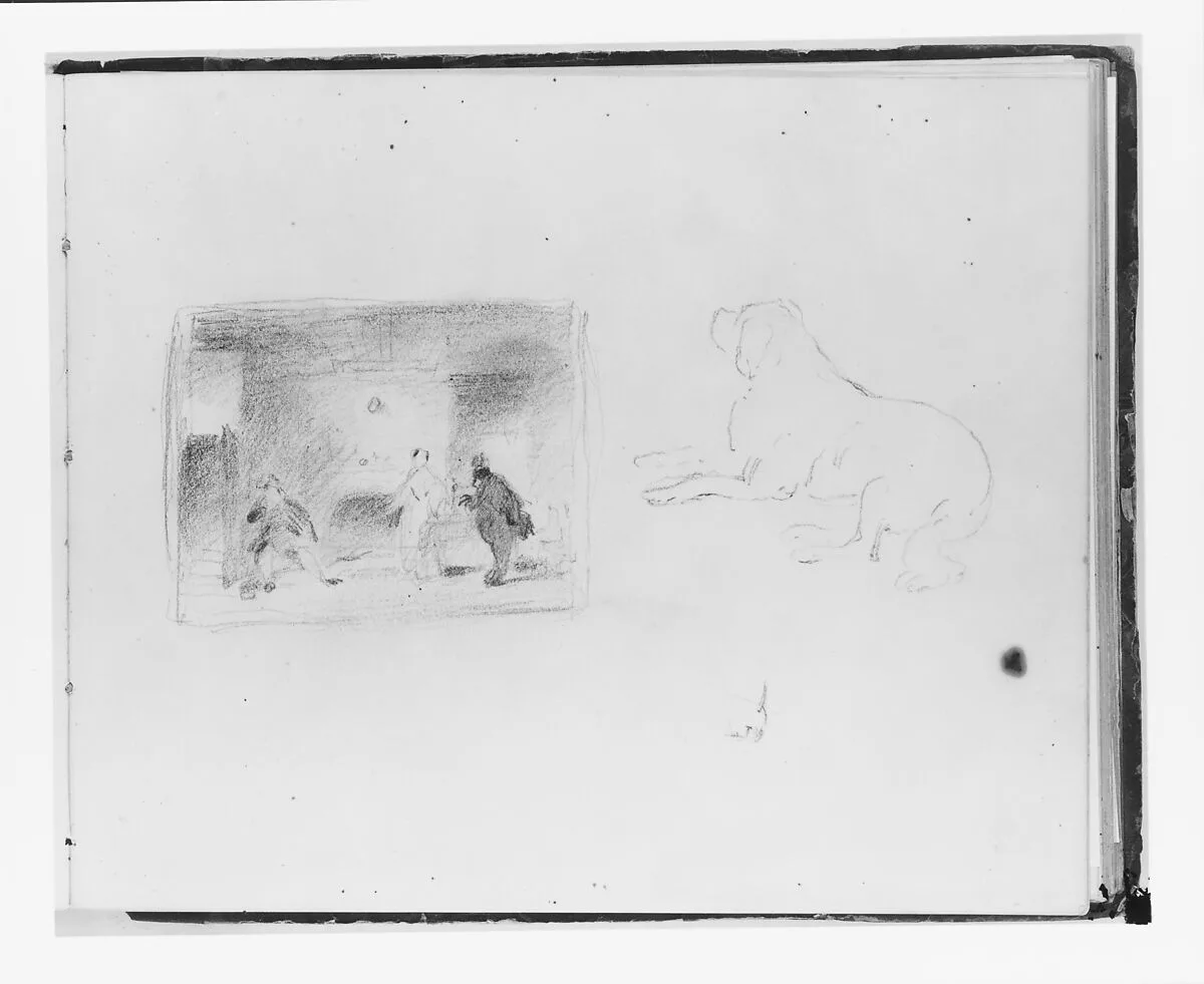 Study for the "City and Country Beaux"; Sketch of a Hound (from Sketchbook) — Francis William Edmonds
