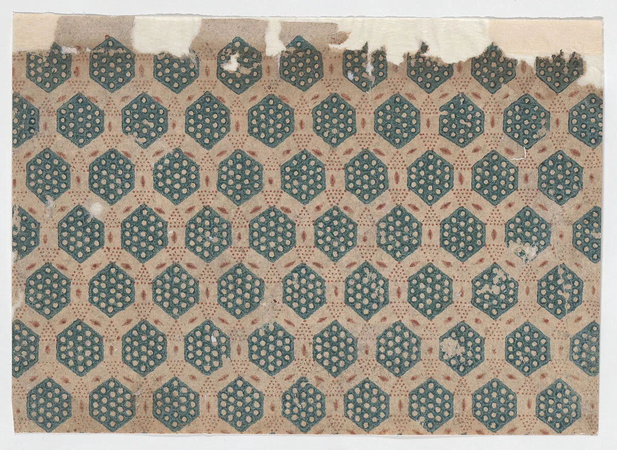 Sheet with overall pattern of hexagonal shapes — Anonymous