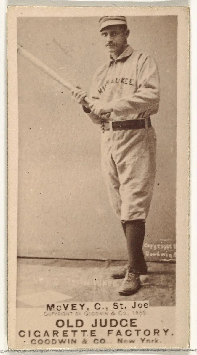 George W. McVey, Catcher, St. Joseph Clay Eaters, from the Old Judge series (N172) for Old Judge Cigarettes — Goodwin & Company