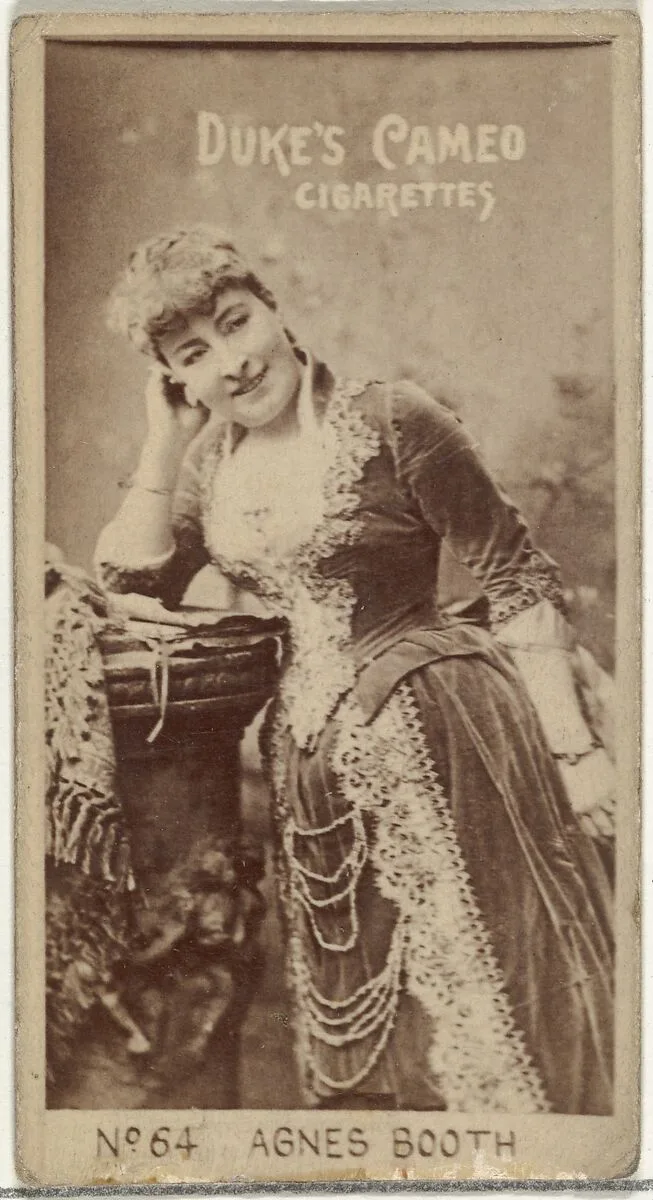 Card Number 64, Agnes Booth, from the Actors and Actresses series (N145-4) issued by Duke Sons & Co. to promote Cameo Cigarettes — W. Duke, Sons & Co.