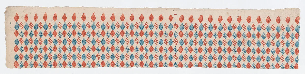 Sheet with overall blue and red diamond pattern — Anonymous