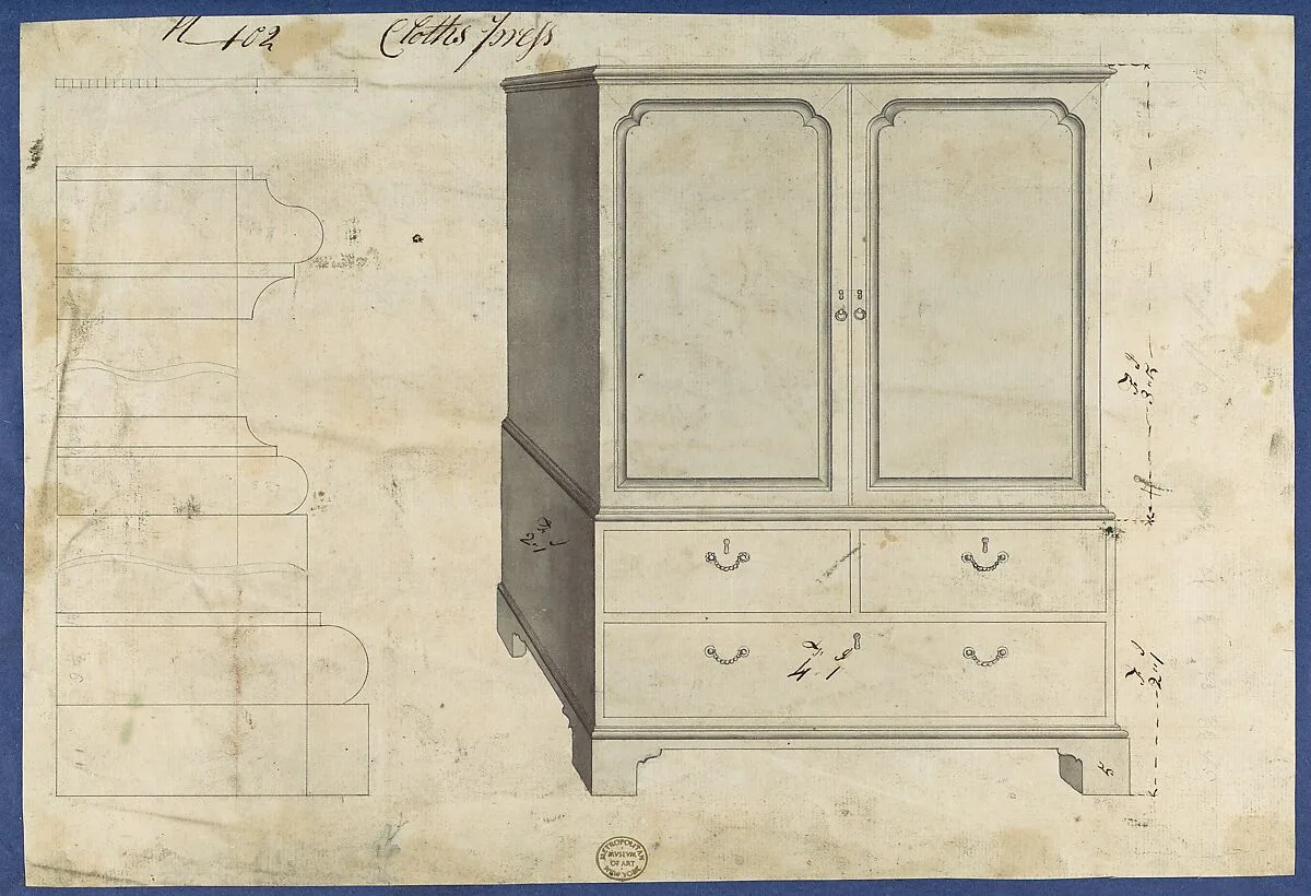 Clothes Press, from Chippendale Drawings, Vol. II — Thomas Chippendale