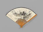 現代　佚名　山澗鳴泉圖　成扇|Folding fan with landscape