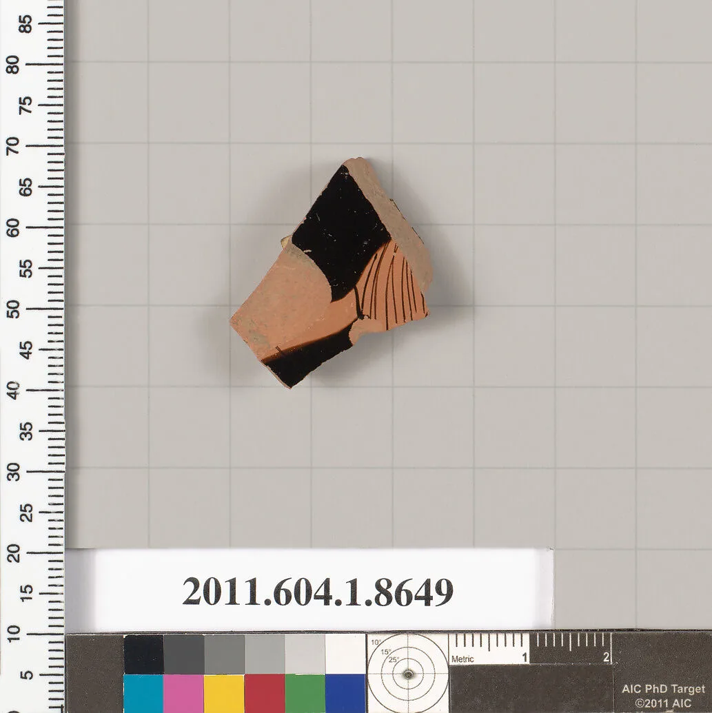 Terracotta rim fragment of a stemless? kylix (drinking cup) — Unknown