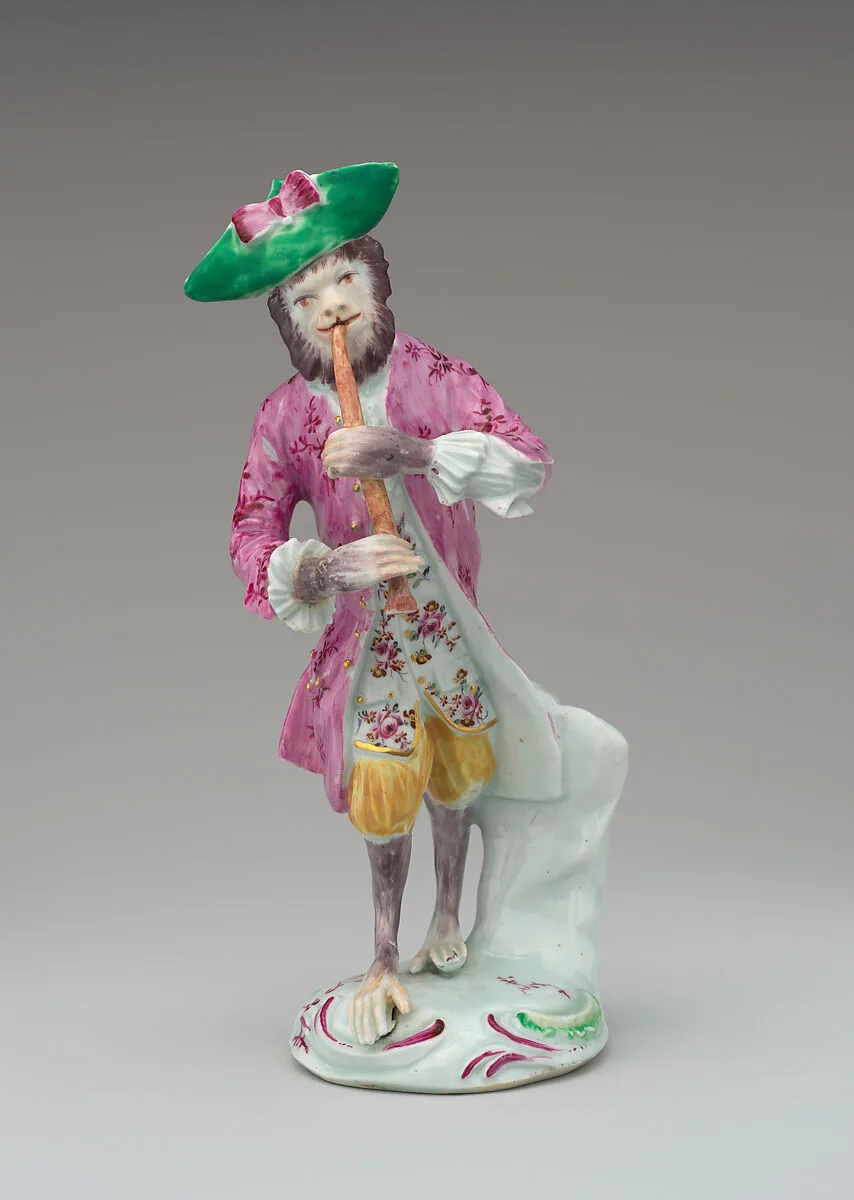 Monkey musician (part of a set) — Derby Porcelain Manufactory