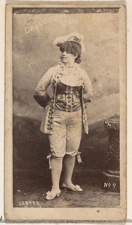 Card Number 9, Lester, from the Actors and Actresses series (N145-1) issued by Duke Sons & Co. to promote Cross Cut Cigarettes — W. Duke, Sons & Co.