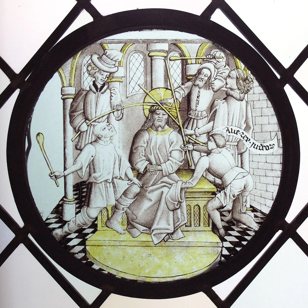 Roundel with Christ crowned with thorns and mocked — Unknown