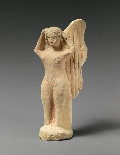 Limestone statuette of a mourning siren