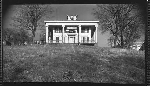 [Greek Revival House with "K OF C HOME" Placard, Salem Center, New York]