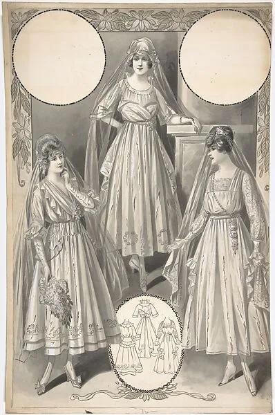 Designs for Three Bridal Gowns — A. Foa
