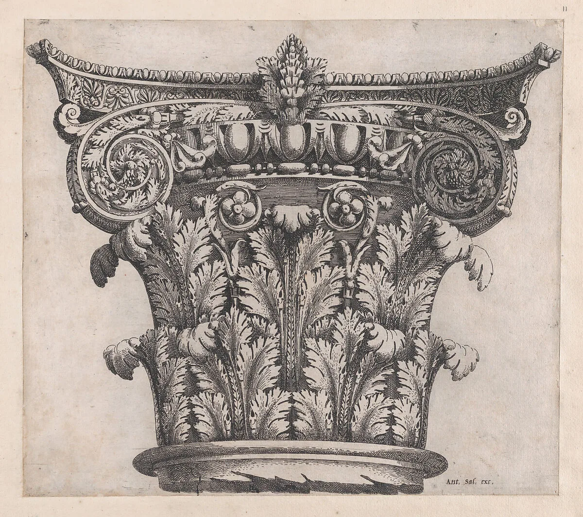 Speculum Romanae Magnificentiae: Capital of Composite Order — Léon Davent|Francesco Primaticcio