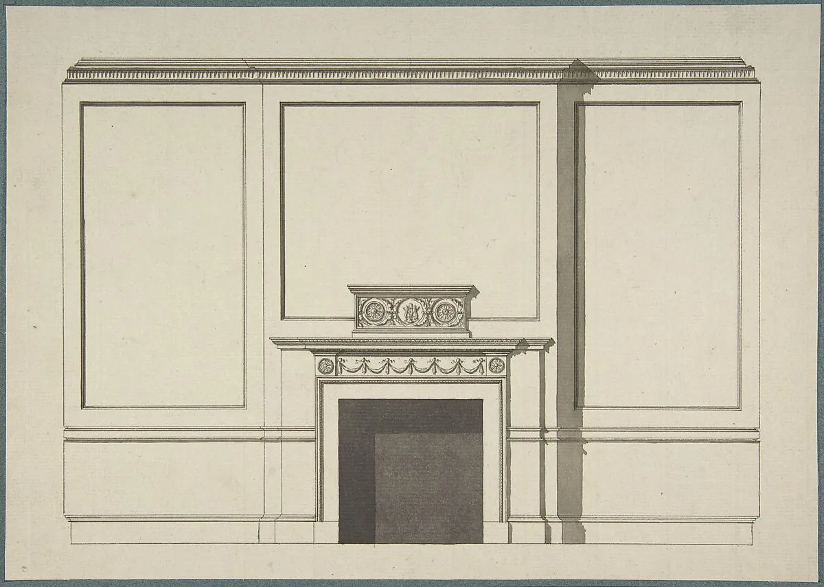 Design for a Chimneypiece in the Garden Hall, Manresa House, Roehampton, Surrey — Sir William Chambers