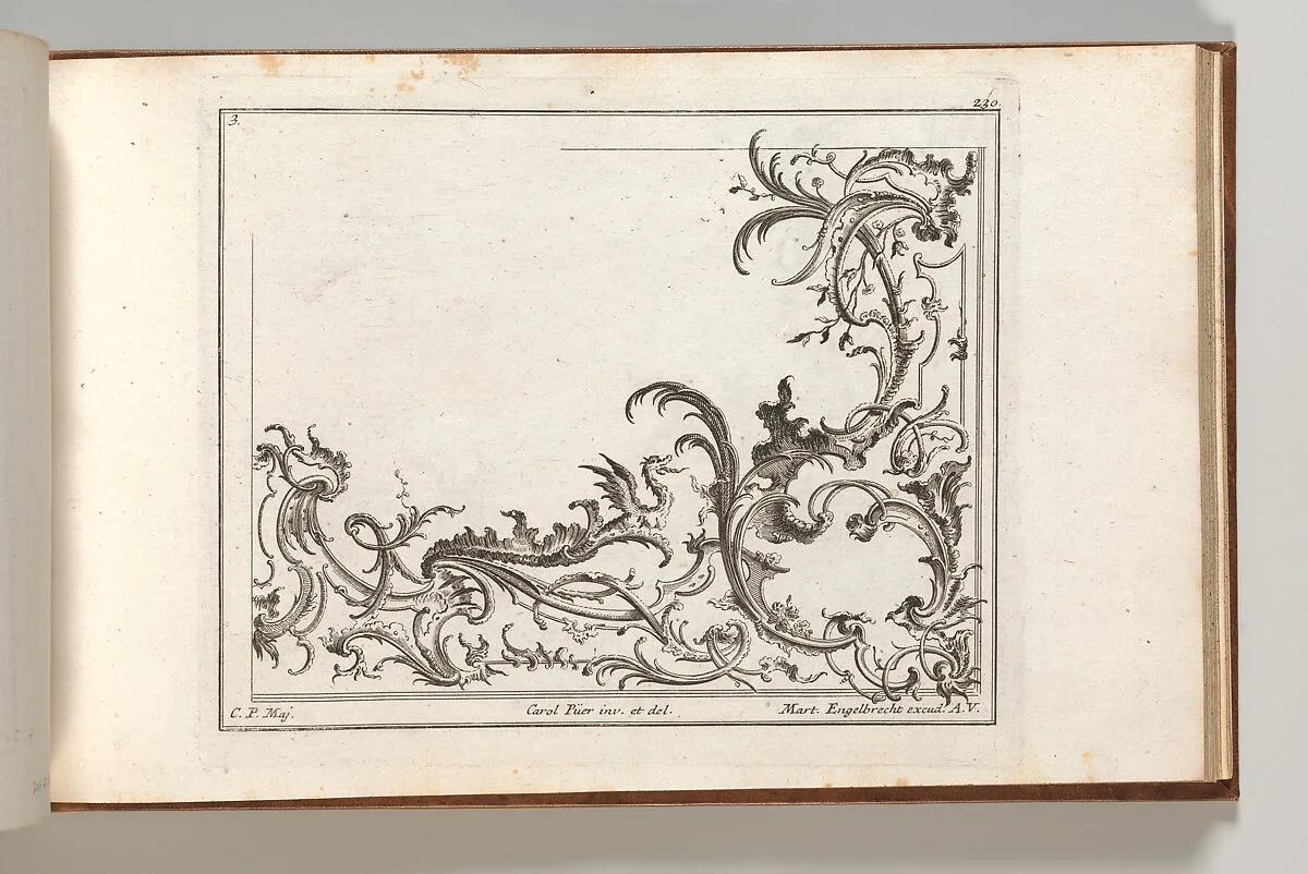 Design for the Decoration of the Lower Right Corner of a Ceiling, Plate 3 from: 'Unterschiedliche neü inventirte Decken oder Plafond.' — Martin Engelbrecht|Carl Pier