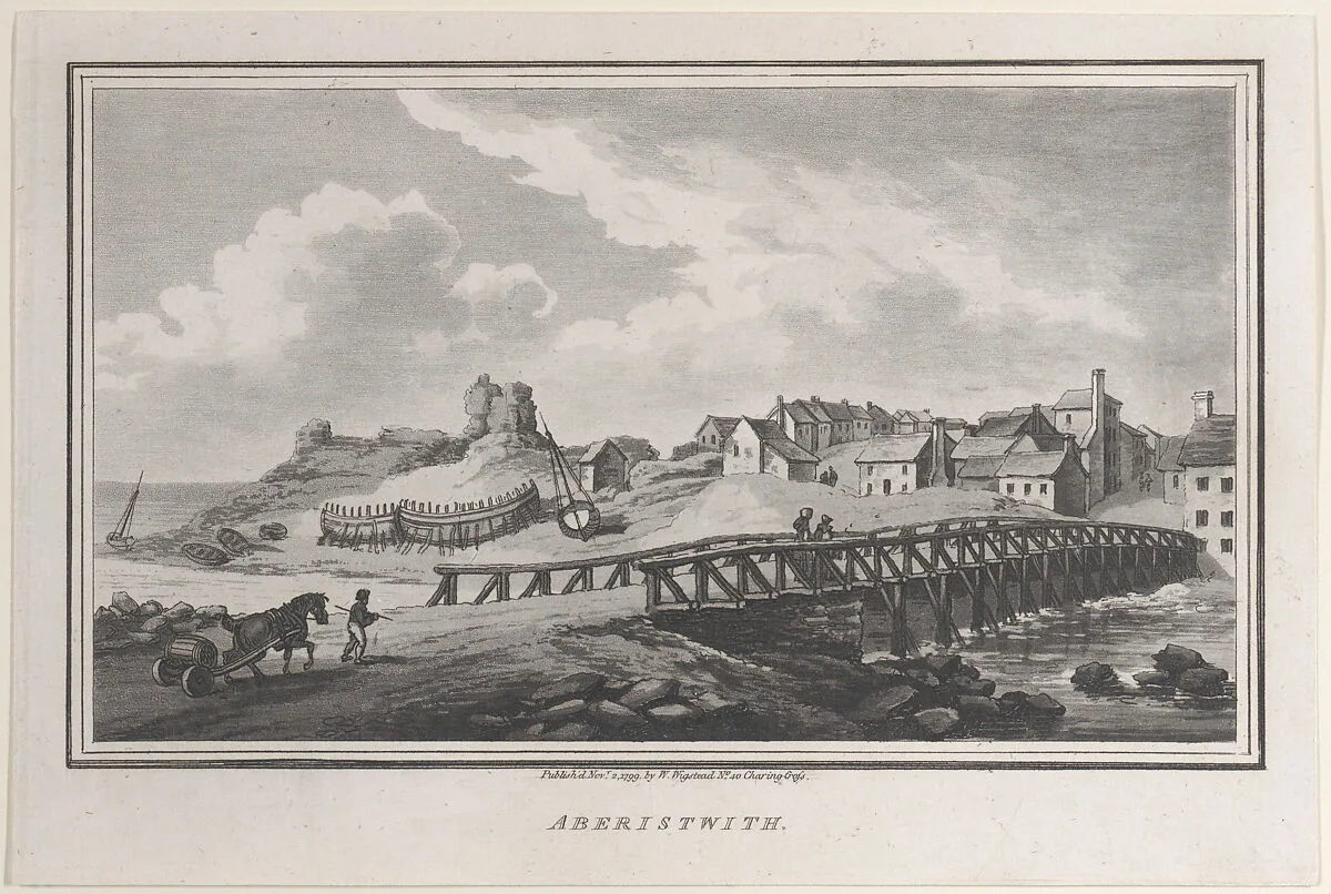 Aberistwith, from "Remarks on a Tour to North and South Wales, in the year 1797" — W. Wigstead|John Hill|Henry Wigstead|Thomas Rowlandson