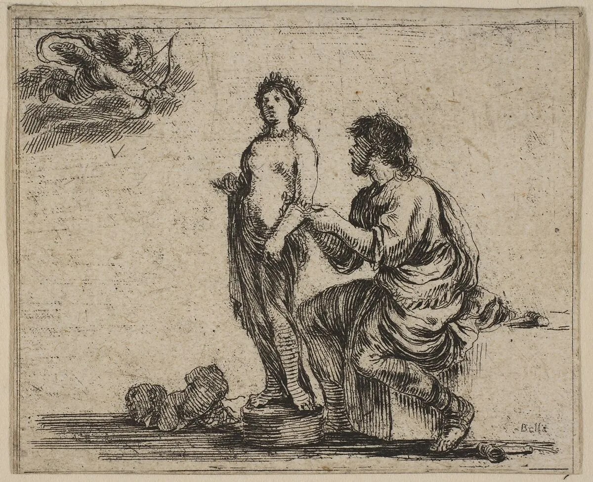 Pygmalion, from 'Game of Mythology' (Jeu de la Mythologie) — Stefano della Bella|Jean Desmarets de Saint-Sorlin|Henri Le Gras|Louis XIV, King of France|Cardinal Jules Mazarin