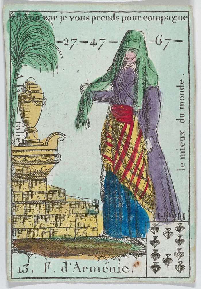 F. d' Armenie from playing cards "Jeu d'Or" — Anonymous, French, 18th century