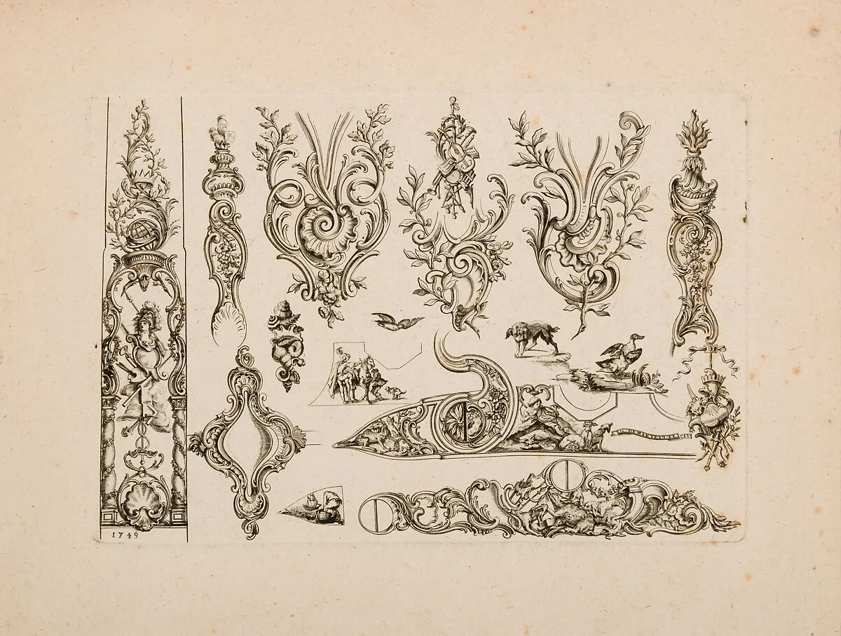 Plate Six from Nouveavx Desseins D’Arquebvseries — Gilles Demarteau
