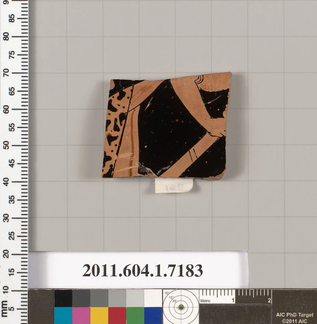 Terracotta fragment of a kylix (drinking cup) — Makron