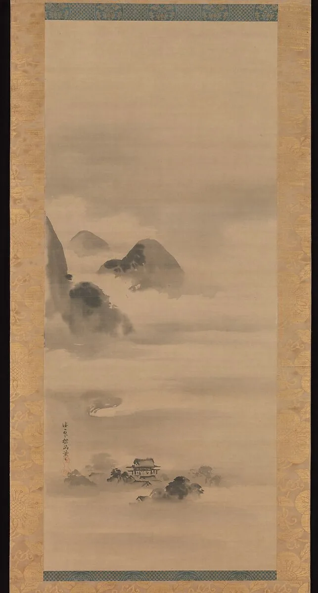 狩野探幽筆 月夜山水図|Landscape in Moonlight — Kano Tan'yū