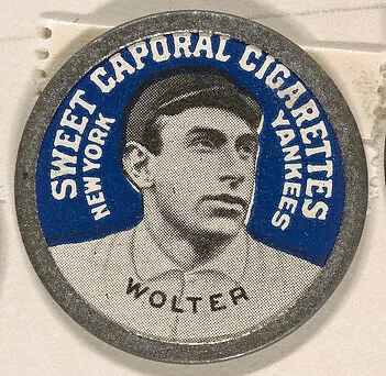 Wolter, New York Yankees (blue), from the Domino Discs series (PX7), issued by Kinney Brothers — Kinney Brothers Tobacco Company