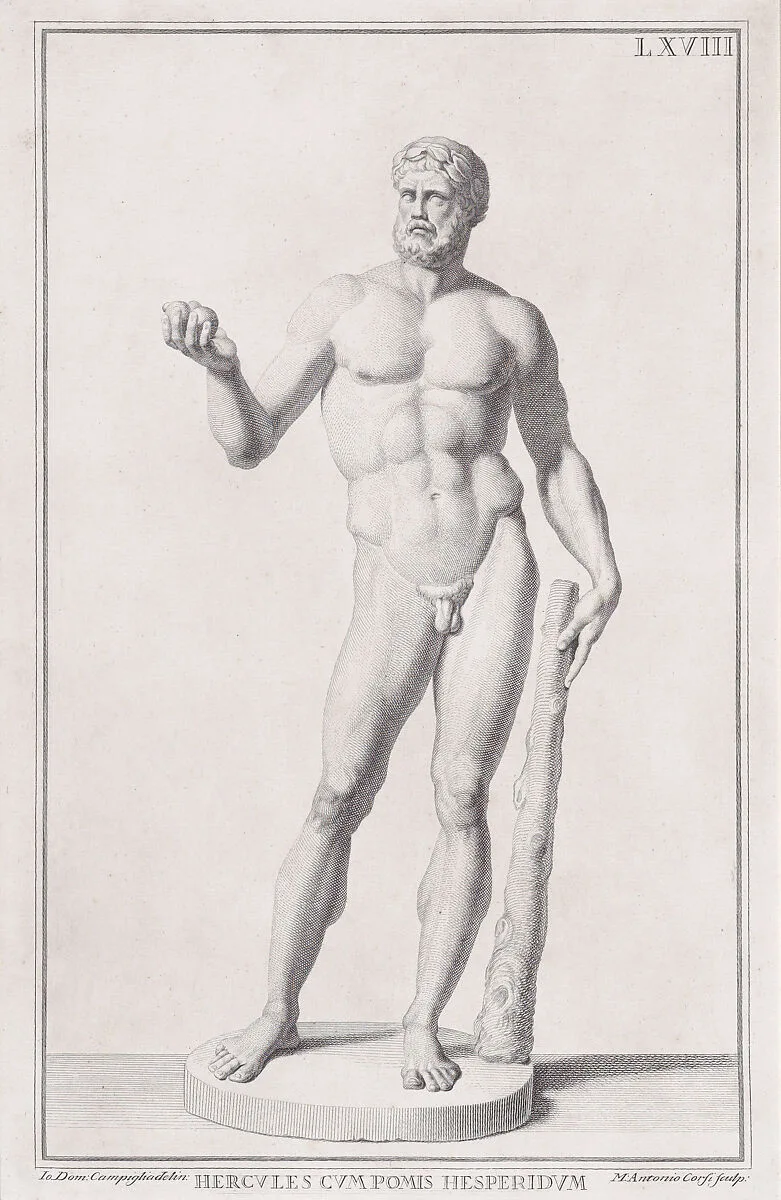 Plate LXVIII (68): Hercules, from "Museum Florentinum" (Statuae antiquae dorum et virorum illustrium) — Marc'Antonio Corsi|Giovanni Domenico Campiglia