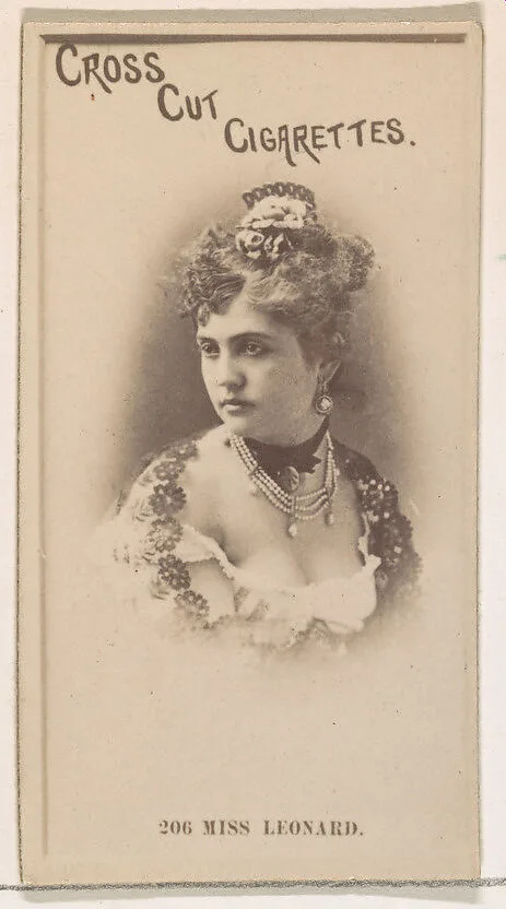 Card Number 206, Miss Leonard, from the Actors and Actresses series (N145-2) issued by Duke Sons & Co. to promote Cross Cut Cigarettes — W. Duke, Sons & Co.