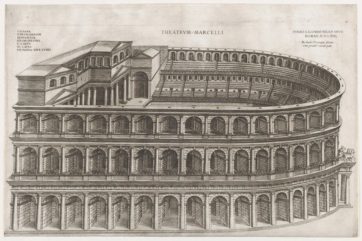 Speculum Romanae Magnificentiae: Theater of Marcellus — Pirro Ligorio|Michele Tramezzino