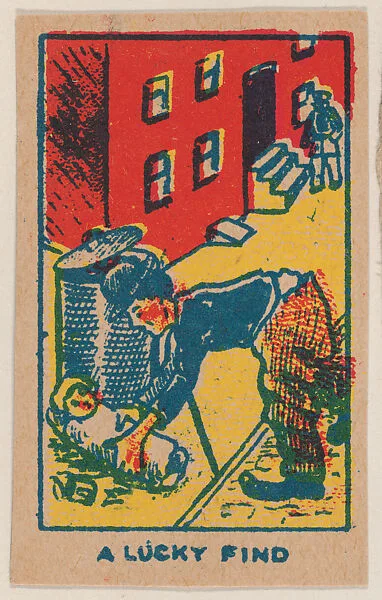 "A Lucky Find" trade card from the Charlie Chaplin series (W539) — Universal Toy & Novelty Manufacturing Company