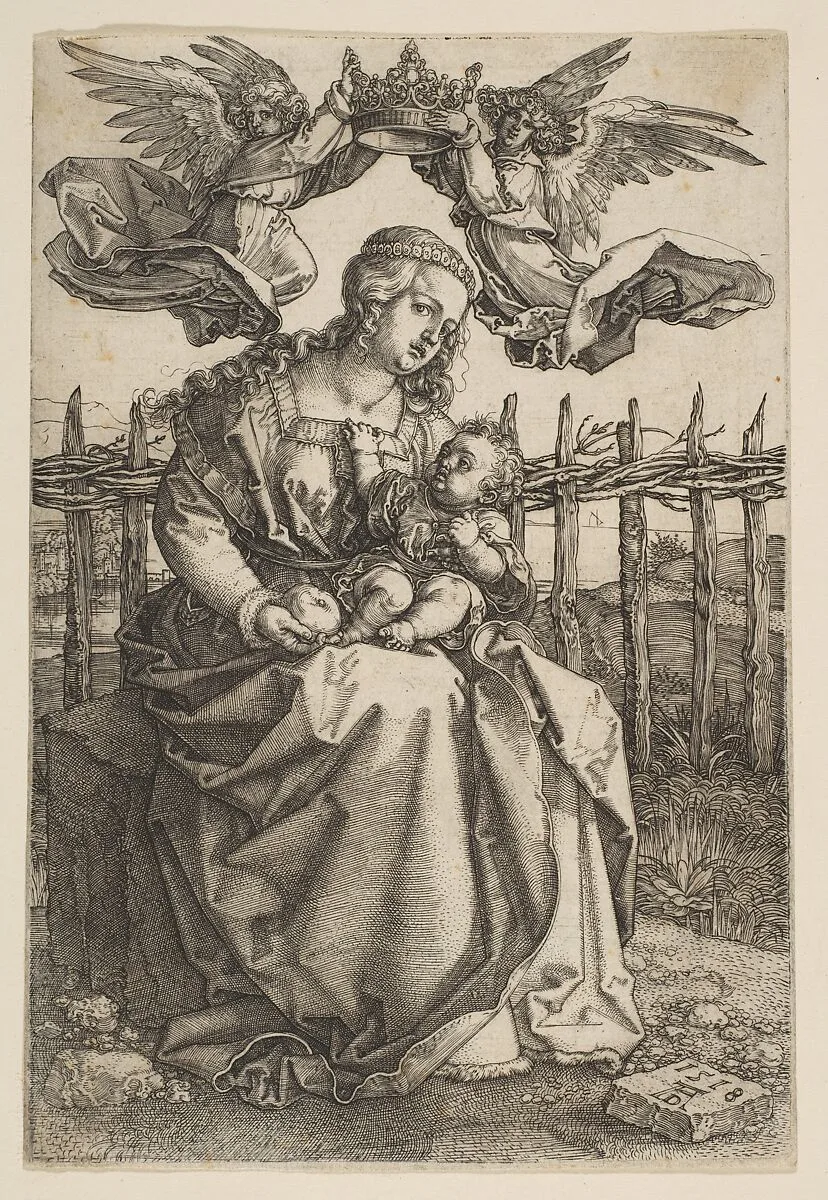 Virgin and Child Crowned by Two Angels — Albrecht Dürer