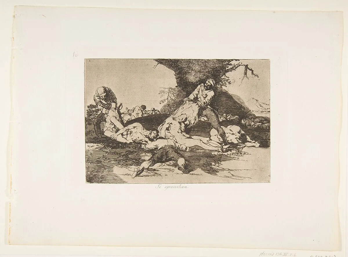 Plate 16 from "The Disasters of War" (Los Desastres de La Guerra): They make use of them (Se aprovechan) — Goya (Francisco de Goya y Lucientes)