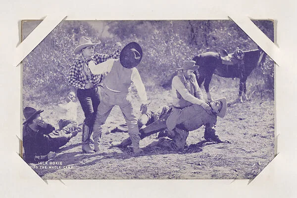 Jack Hoxie whips the whole camp from Western Stars or Scenes Exhibit Cards series (W412) — Unknown
