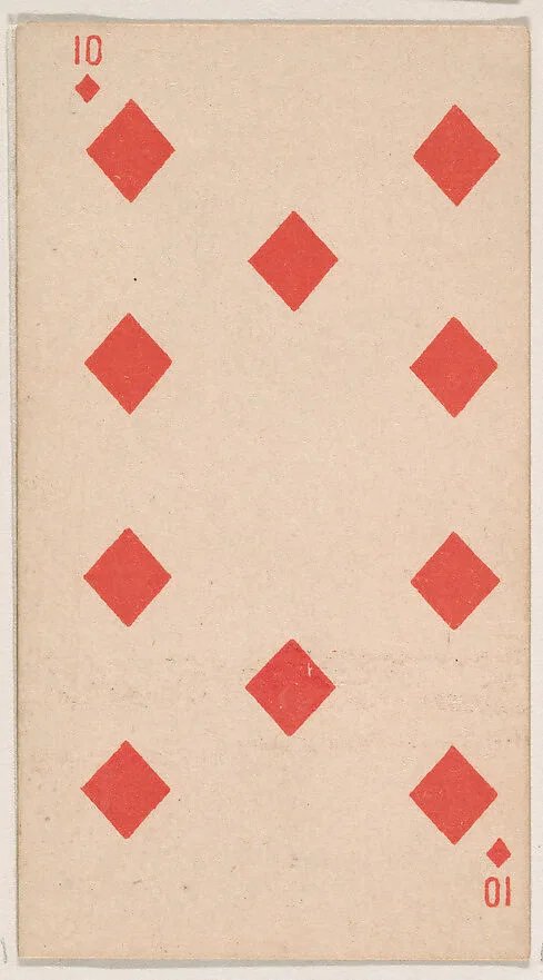 Ten of Diamonds, from the Transparent Playing Cards series (N220) issued by Kinney Bros. — Kinney Brothers Tobacco Company