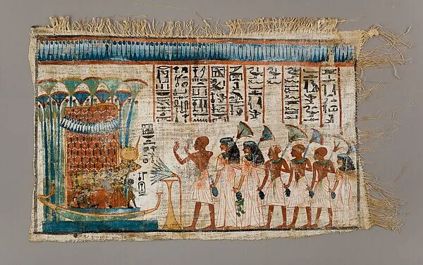 Painted Linen Depicting the Priest Tjanefer and his Family before the Goddess Hathor — Unknown