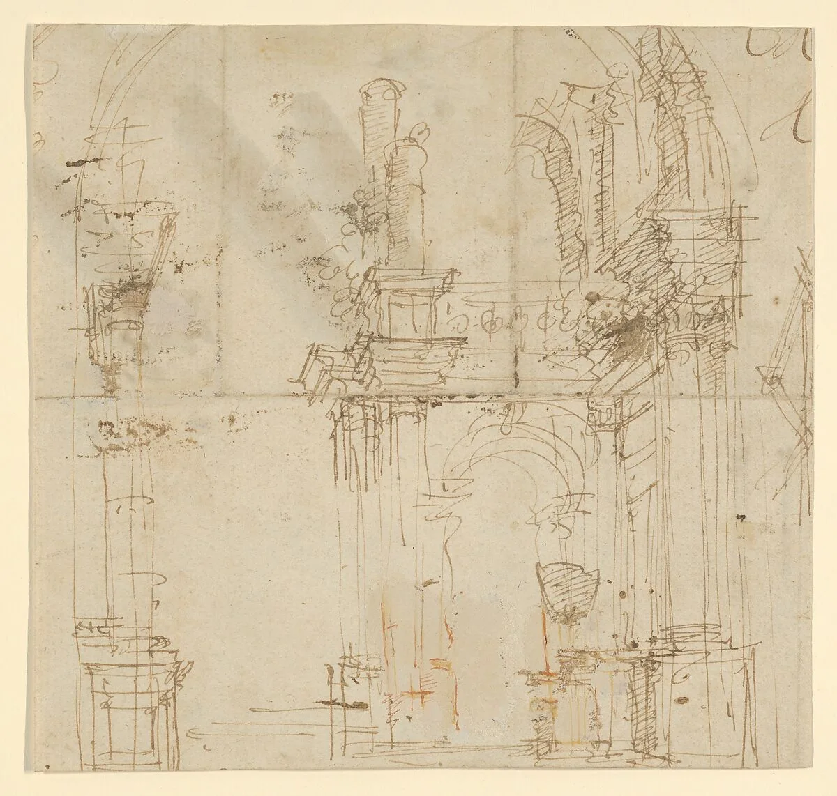 Architectural drawing of arches — Anonymous, Italian