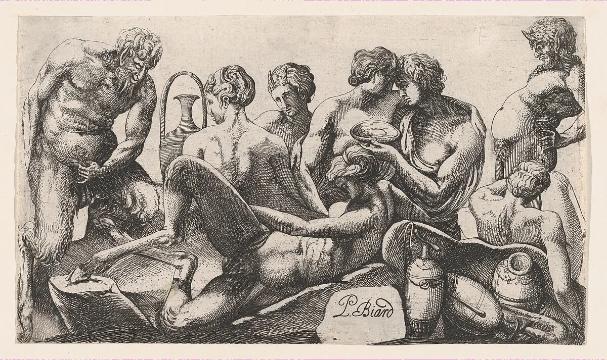 Eight Satyres and Satyresses Finishing a Meal — Pierre Biard II