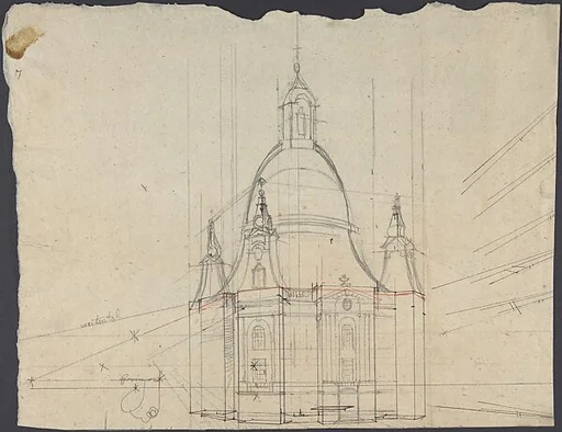 Perspective drawing of Frauenkirche, Dresden