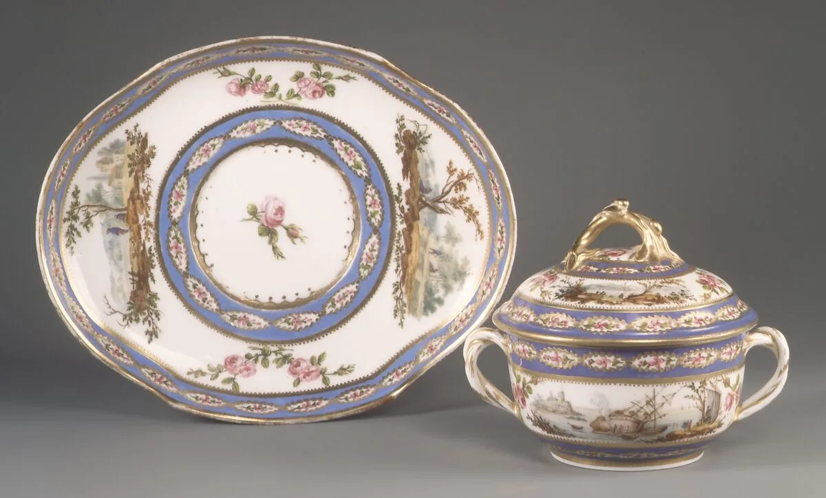 Bowl with cover (écuelle) and tray — Sèvres Manufactory|Pierre-Joseph Rosset