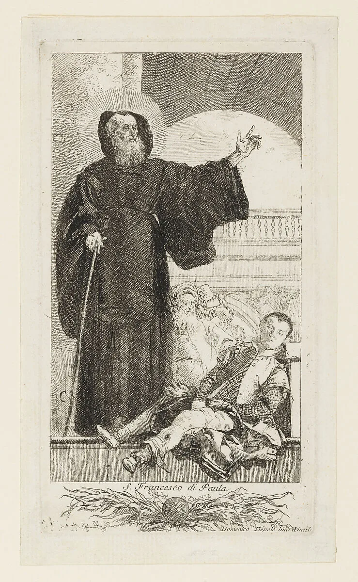 Saint Francis of Paolo miraculously healing a man possessed — Giovanni Domenico Tiepolo