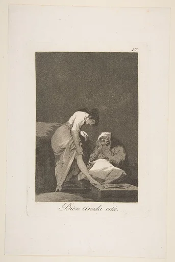 Plate 17 from 'Los Caprichos': It is nicely stretched (Bien tirada está.)