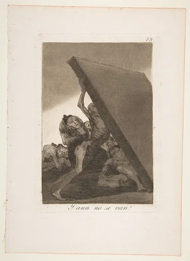 Plate 59 from "Los Caprichos": And still they don't go! (Y aun no se van!)