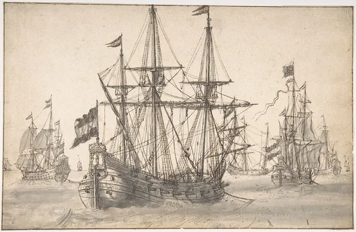 Dutch Men of War at Anchor