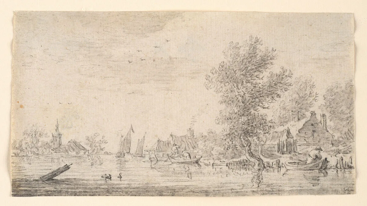 Village on a River — Jan van Goyen