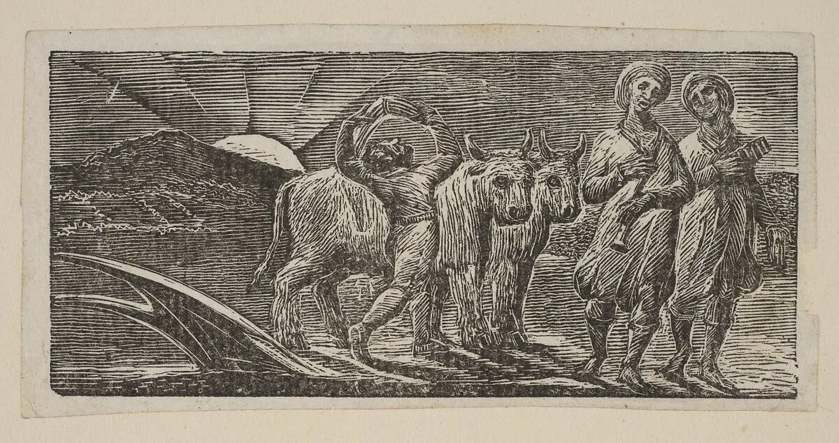 Boy Returning Joyfully, with Plough and Oxen, from Thornton's "Pastorals of Virgil" — William Blake|Virgil|Robert John Thornton
