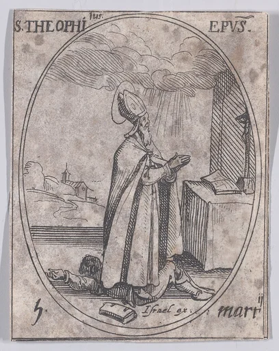 S. Théophile, évêque (St. Theophilus, Bishop), March 5th, from "Les Images De Tous Les Saincts et Saintes de L'Année" (Images of All of the Saints and Religious Events of the Year)