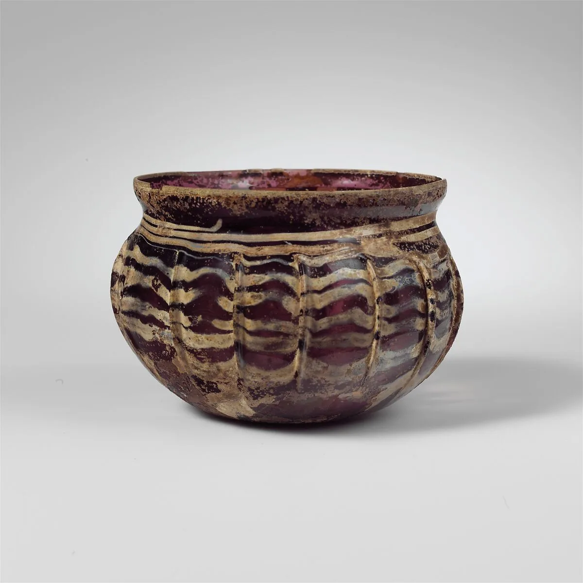 Glass ribbed bowl — Unknown