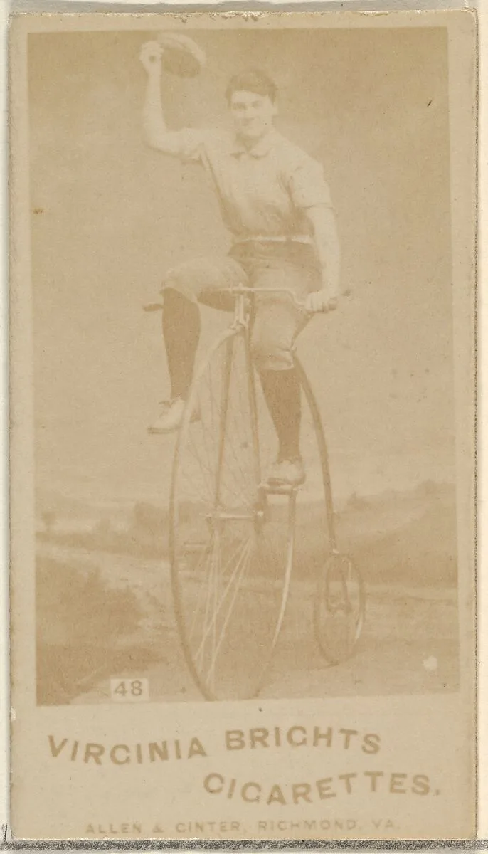 Card 48, from the Girl Cyclists series (N49) for Virginia Brights Cigarettes — Allen & Ginter
