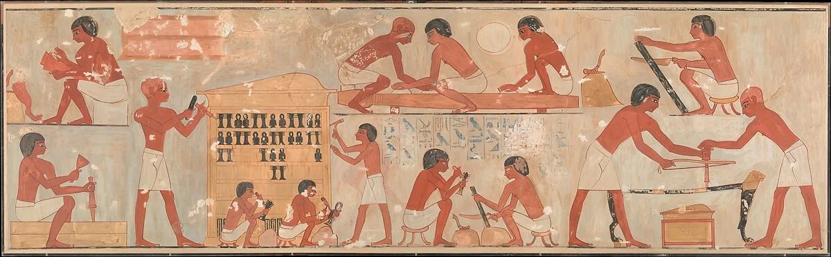 Carpenters at Work, Tomb of Rekhmire — Nina de Garis Davies